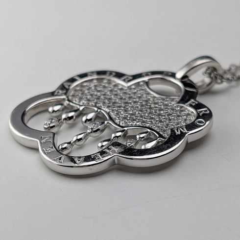 Vintage Sterling Silver Pendant with Rain and Cloud Design 13.5g with Necklace